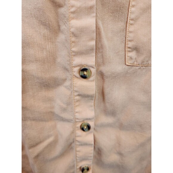 Lola River Anthropologie Women S Small Orange Lyocell Button Up Short Sleeve Top - Picture 2 of 8